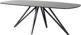 Eikentafel Deens ovaal - Zwart 2cm blad met Facet - Spin poot - Basic - eiken tafel 180 x 90 cm