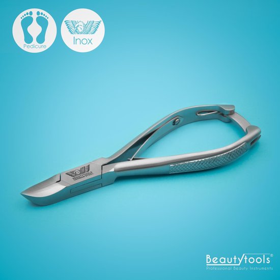 BeautyTools INOX Coupe- Pince à ongles/ Coupe-ongles pour ongles durs avec pointe pointue pour coins d'ongles - Pour ongles durs - Mâchoire courbée 18 mm (NN-2786)