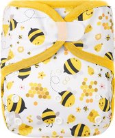 HappyBear - Luierbroekje Bijen | 4-15kg - Wasbaar - Onesize - Wasbare luiers - Overbroekje