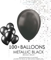 100  metallic  zwarte ballonnen.