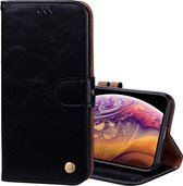 Business Style Oil Wax Texture Horizontal Flip Leather Case voor iPhone XS Max, met houder & kaartsleuven & portemonnee (zwart)