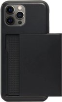 ADEL Kunststof Back Cover Hardcase Hoesje Geschikt voor iPhone 12 (Pro) - Pasjeshouder Zwart