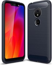 Brushed Texture Carbon Fiber TPU Case voor Motorola Moto G7 Play EU-versie (Navy Blue)