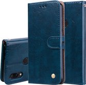 Business Style Oil Wax Texture Horizontal Flip Leather Case voor Geschikt voor Xiaomi RedMi Note7, met houder & kaartsleuven & portemonnee (blauw)