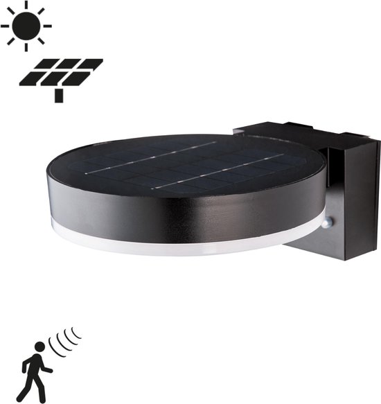 Proventa Solar LED RVS wandlamp buiten met bewegingssensor – Buitenlamp model Frans