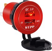 Universele auto QC3.0 Dual-poort USB-oplader Aluminium 2-poorts USB-adapter 5V 2.4A IP66 (rood licht)