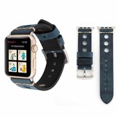 Voor Apple Watch Series 3 & 2 & 1 42mm retro gat lederen polshorloge band (blauw)