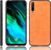 Voor Huawei Honor 20 Lite schokbestendig naaien koe patroon huid PC + PU + TPU Case (oranje)