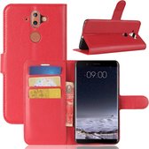 Voor Nokia 8 SiroccoLitchi textuur horizontale flip lederen tas met houder & kaartsleuven & portemonnee (rood)