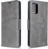 Voor Galaxy S20 + Retro lamsvel Textuur Zuivere kleur Horizontale Flip PU lederen tas met houder & kaartsleuven & portemonnee & Lanyard (grijs)