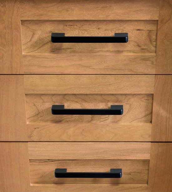 Amerdeco, Handgrepen voor keukenmeubels, gatafstand 128 mm, zwart, voor keukenkasten en mobilair, 10 stuks, UK0040