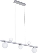 LED Hanglamp WiZ - Smart LED - Iona Dulpio - 15W - Aanpasbare Kleur - 5-lichts - Dimbaar - Rechthoek - Mat Nikkel - Aluminium