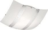 LED Plafondlamp - Plafondverlichting - Iona Niki - E27 Fitting - 3-lichts - Vierkant - Mat Zilver - Glas