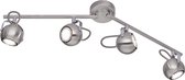 LED Plafondspot - Iona Bosty - GU10 Fitting - 4-lichts - Rond - Mat Nikkel - Aluminium