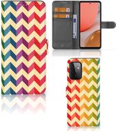 Leuk Telefoonhoesje Geschikt voor Samsung Galaxy A72 Smartphone Hoesje Zigzag Color