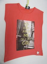 rumbl, meisje, t-shirt korte mouw , donker rose  , met tekst , 104 / 110