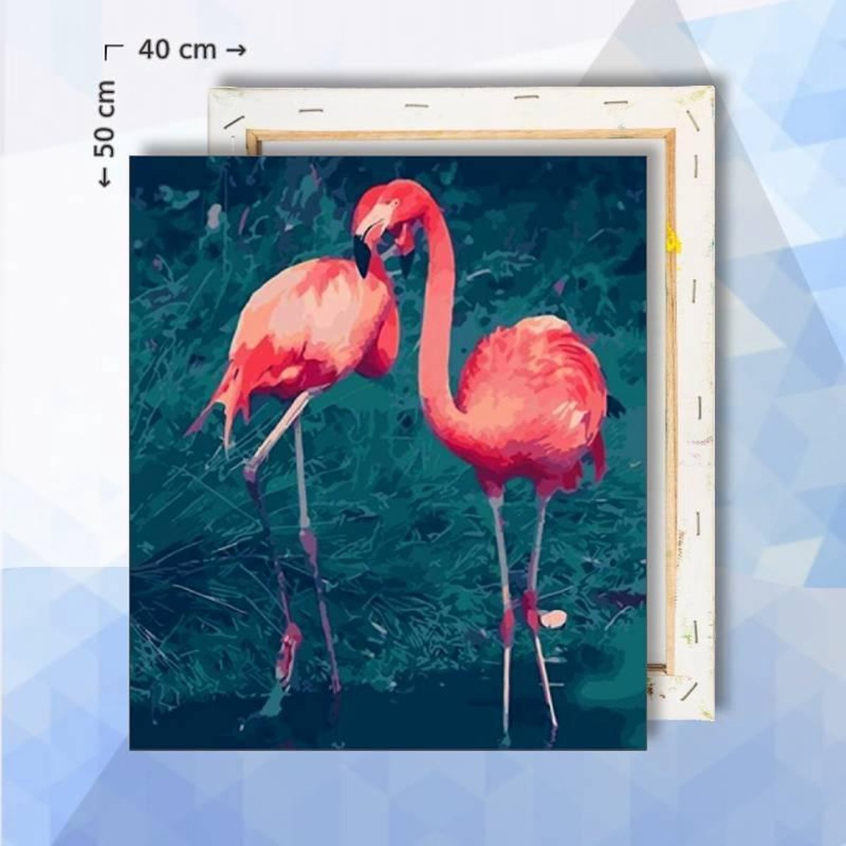 Schilderen op nummer pakket Twee Flamingos - 40 x 50 cm - met frame