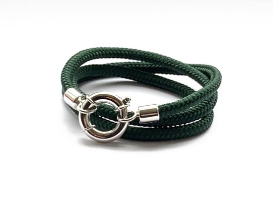 Jolla - dames wikkelarmband  - zilver - touw - Classic Rope - Groen