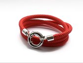 Jolla - bracelet wrap femme - argent - corde - Classic Rope - Rouge