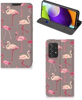 Stand Case Samsung Galaxy A52 5G Enterprise Editie | A52 4G Hoesje met naam Flamingo