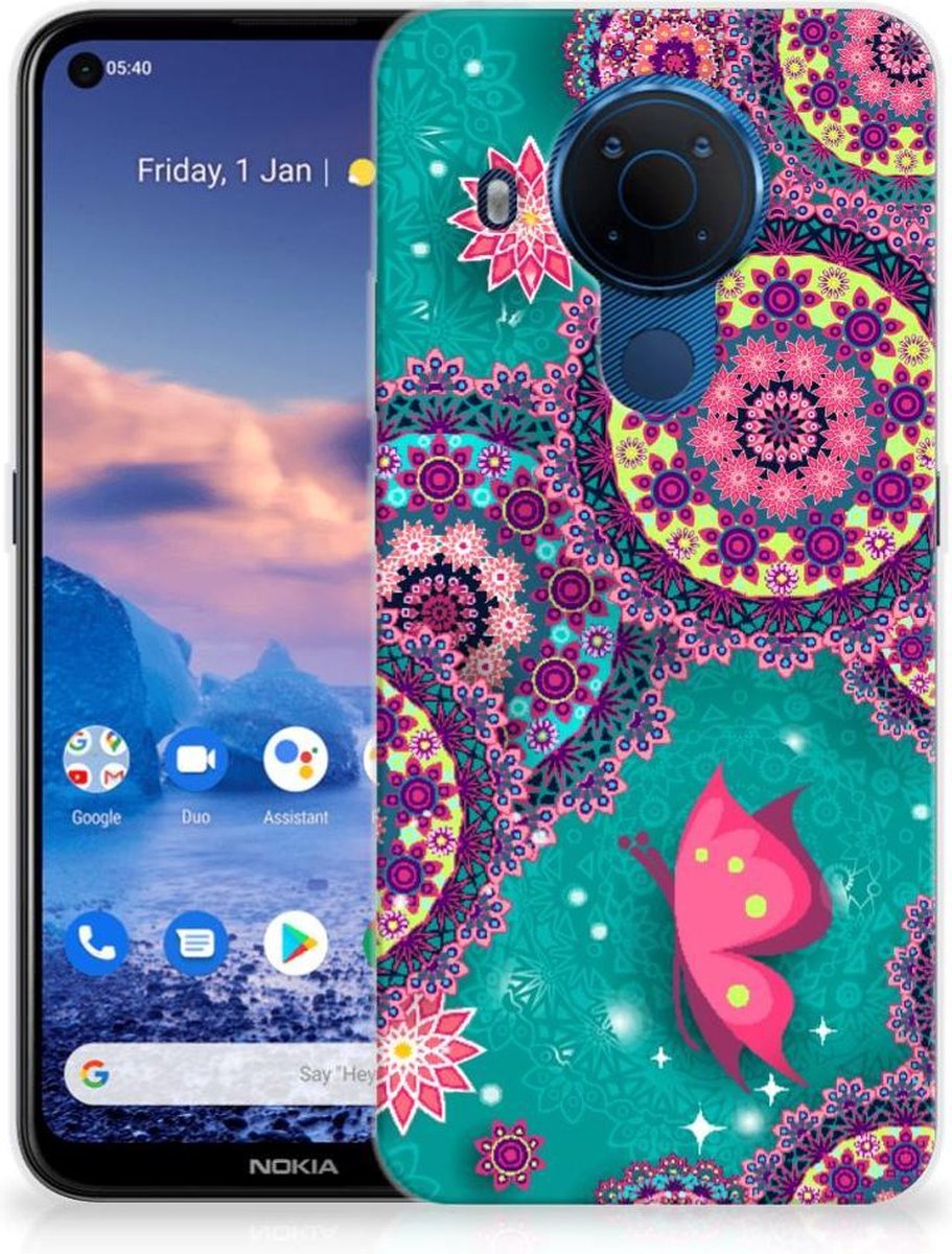 Nokia 5.4 Hoesje maken Cirkels en Vlinders