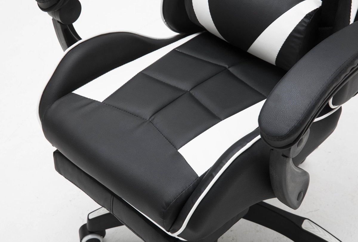 Afbeelding 3 van VDD Gaming - Gamestoel - Gamestoel met Voetsteun - Gamestoel Wit - Gaming Stoel - Bureaustoel gaming - Ergonomische Bureaustoel - Met Nekkussen & Verstelbaar Rugkussen - Gamestoel Met Voetsteun - Ergonomische Game Stoel - Draaistoel - Zwart & Wit