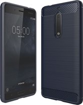 Nokia 5 Hoesje - Mobigear - Brushed Slim Serie - TPU Backcover - Blauw - Hoesje Geschikt Voor Nokia 5