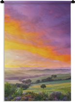 Wandkleed Toscaanse landschappen - Een kleurrijke hemel boven een Toscaans landschap in Siena Wandkleed katoen 60x90 cm - Wandtapijt met foto