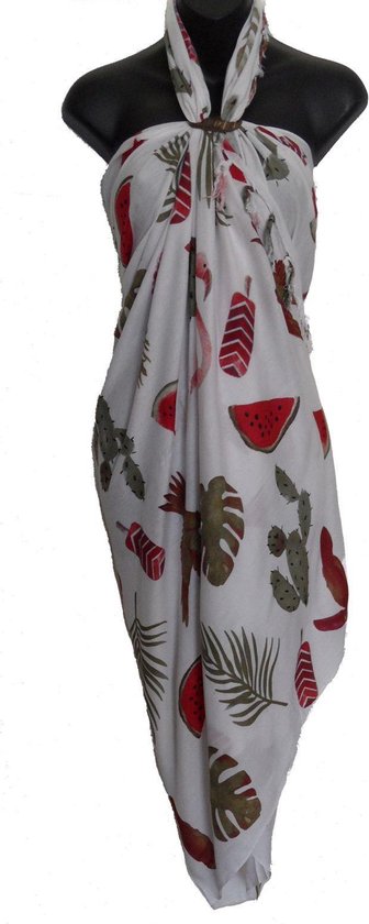Sarong premium: Sarong premium versierd met franjes figuren vlinders Sarong premium: Sarong premium versierd met franjes figuren vlinders