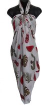 hamamdoek, sauna doek, pareo, sarong ,sari, vogels figuren ijsjes patroon lengte 115 cm breedte 165 kleuren wit rood groen zwart roze versierd met franjes