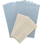 Set van 10 vel lichtblauw handgeschept papier met parelmoer en 10 enveloppen