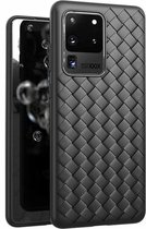Voor Galaxy S20 Plus Antislip Klassiek Geweven Patroon Ademende TPU Case (Zwart)