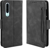 Wallet Style Skin Feel Calf Pattern Leather Case voor Huawei P30, met aparte kaartsleuf (zwart)