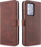 Voor Galaxy S20 Ultra Diaobaolee Pure Fresh Grain Horizontale Flip Leather Case met houder en kaartsleuven (bruin)