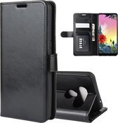Voor LG K50S R64 textuur enkele horizontale flip beschermhoes met houder & kaartsleuven & portemonnee & fotolijst (zwart)