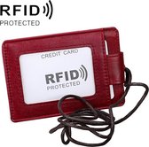 KB153 Antimagnetisch RFID lederen kaarthouder ID Card badge met Lanyard (zwart)