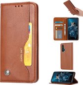 Kneed Skin Texture Horizontaal Flip Leren Case voor Huawei Honor 20 Pro, met Fotolijst & Houder & Kaartsleuven & Portemonnee (Bruin)
