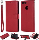 Voor Huawei P Smart / Enjoy 7s Effen kleur Horizontale Flip Beschermhoes met houder & kaartsleuven & portemonnee & fotolijst & lanyard (rood)