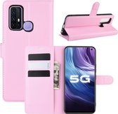 Voor vivo Z6 5G Litchi Texture horizontale flip beschermhoes met houder & kaartsleuven & portemonnee (roze)
