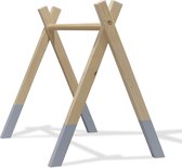 Houten babygym | Massief houten speelboog tipi vorm (zonder hangers) - denim drift | toddie.nl