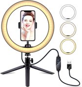 PXZOOM® LED Ringlamp met Statief Smartphone en Afstandbediening- Led Ringlamp USB 10 inch- 3 Lichtstanden - Selfiering /Video / Studiolamp