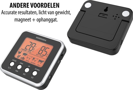 Mossmedia Pro BBQ Thermometer - Vleesthermometer - Meet tot 300°C - Digitaal - Mossmedia
