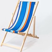 Kleurmeester.nl - Kinder Strandstoel Miramar - Opklapbaar - Beukenhout - Canvas stof | Blauw Gestreept