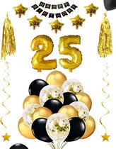 25 jaar verjaardag feest pakket Versiering Ballonnen voor feest 25 jaar. Ballonnen slingers sterren opblaasbare cijfers 25