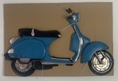 Groot metalen wandbord scooter blauw  80 x 45 cm