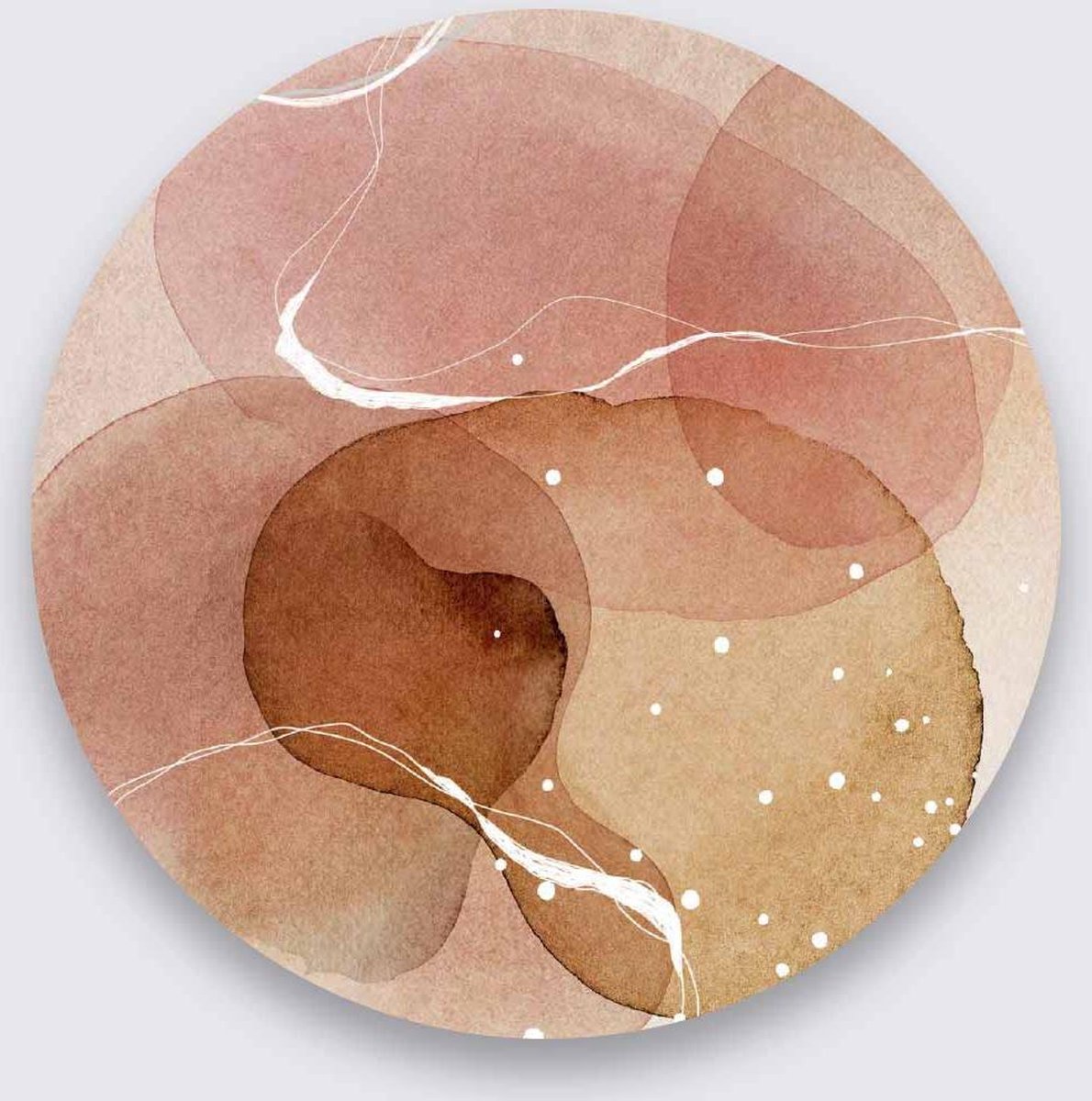 WANDKRAFT Schilderij - abstract - roze - Collectie organic shape - Pure Metal - 50 cm rond Multi