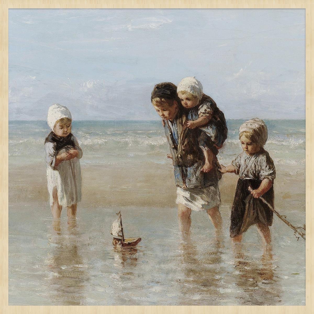 Schilderij - kinderen der zee - Jozes Israéls - Collectie ART Facsimile - Forex met blanke lijst - 74x74cm