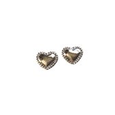 Zilveren -oorbellen- hartje- met gewerkte rand- 5 mm-Heel klein- Charme Bijoux