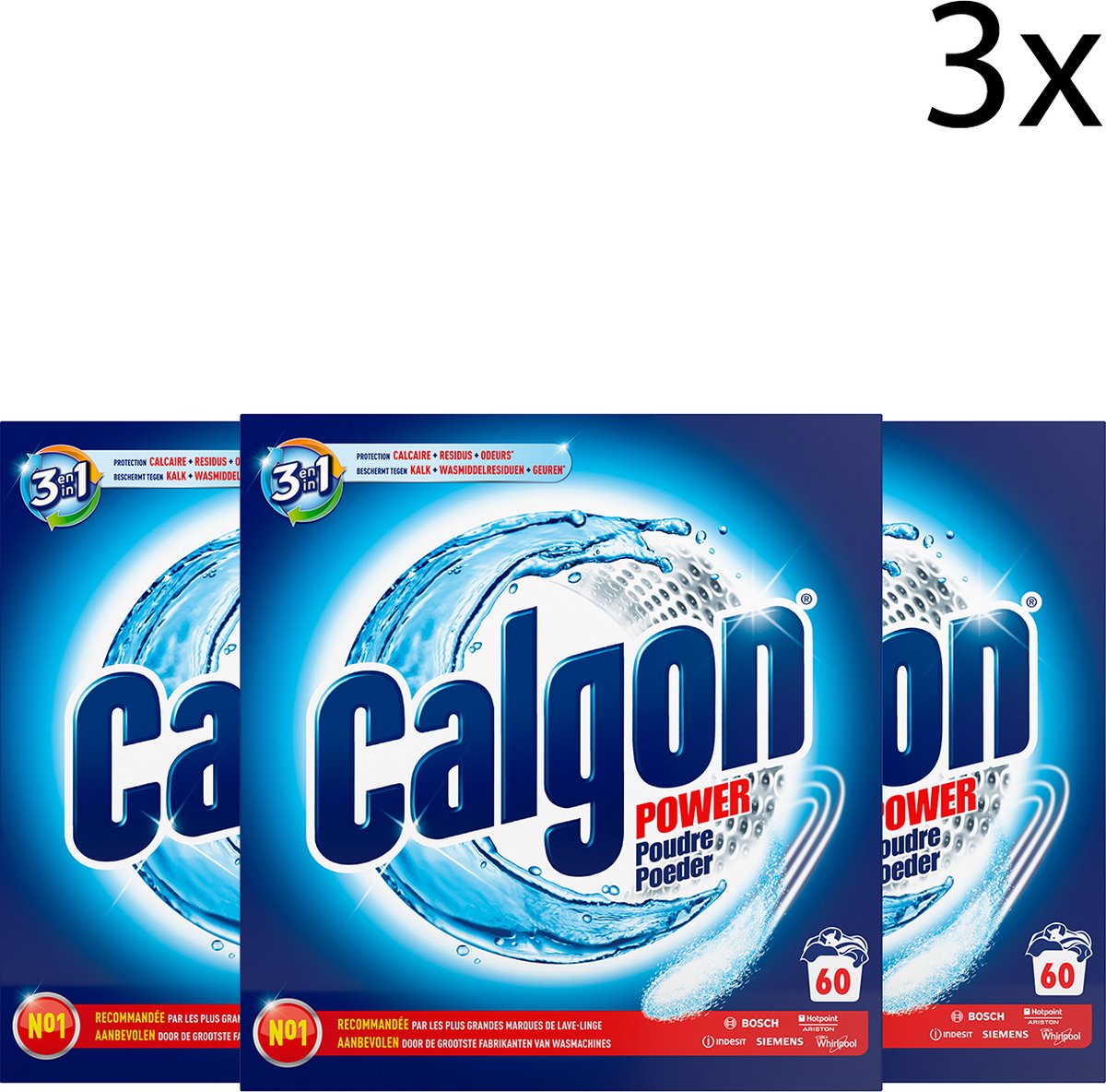 Calgon 3 in 1 Power Poeder Wasmachine Reiniger en Anti kalk - 60 Doseringen x3