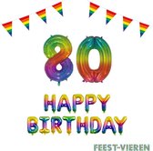80 jaar Verjaardag Versiering Pakket Regenboog